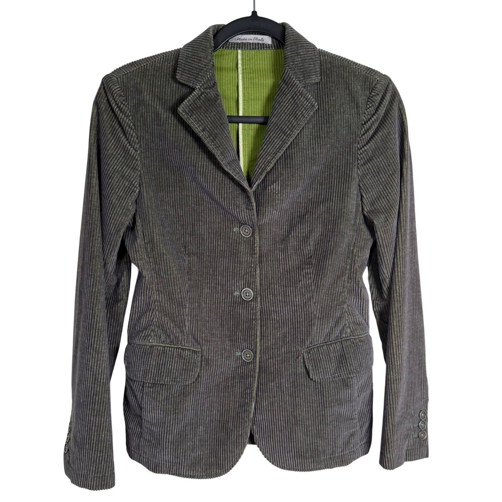 Peter Elliot Women Corduroy Green Blazer Jacket Italy Size 38 (Slim XS) Academia
